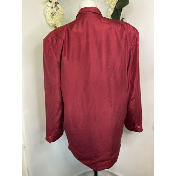 Vintage Anna and Frank 1980’s Silk Blazer Top Cranverry Red Size M Oversized EUC - Picture 13 of 16